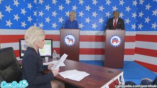 Parker Swayze und Bernie in der Sexparodie von Trump-Clinton