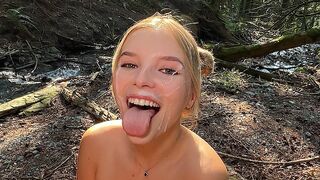 Blond teen verführt in die kanadische Wildnis, riesige Gesichtsbehandlung am Ende
