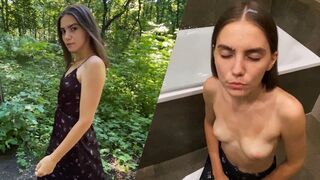 Forst endet mit einem verführerischen Teenager mit einem Spritzer im Gesicht