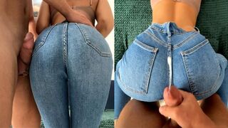 Meine Schwester Mostoha verführt mich mit ihren neuen engen Jeans, und ich werde sie versprühen