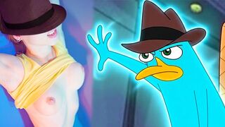 Perry ist über dem Platypus mit Dr. Doofenshmirtz