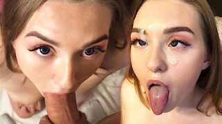 Teenage orale Arbeit verzaubert, ahegao blowjob Schießen Gesicht