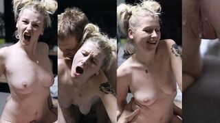 Heiße blonde Teenager-Mädchen will schwanger werden, Mann kann nichts tun, als in sie zu kommen