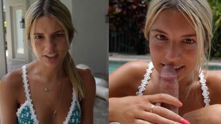 Ich saugte den Schwanz meines Stiefbruders im Pool