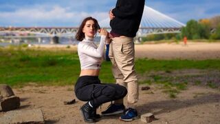 Public fuck vlog: Deepthroat und unerwartete Pussy Belastung