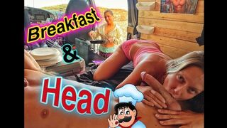 Frühstück blowjob und wild triple auf dem Campingplatz