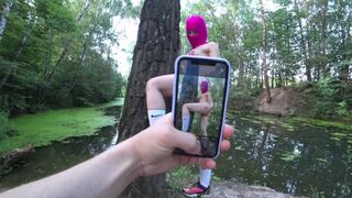 Blond teen fick im cosplay, face cum balaklava