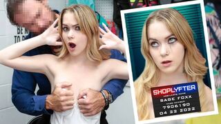 Little-breasted teen dieb Sage Fox wird erwischt stehlen