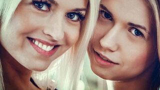 Hot lesbische Umarmungen von reifen Blondinen mit Lena Love und Violette Pink